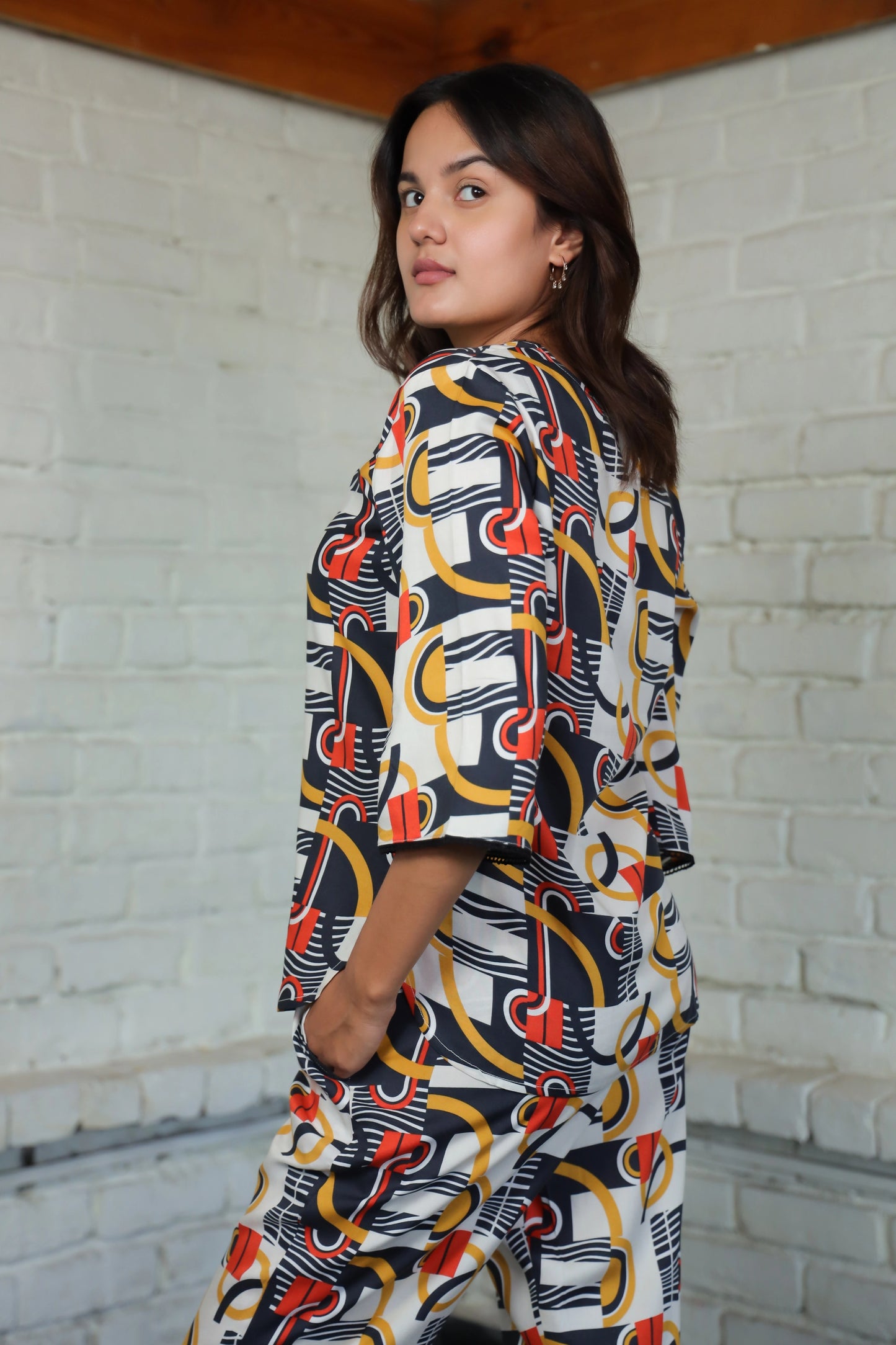 Loopy Line Cotton Rayon Top Set