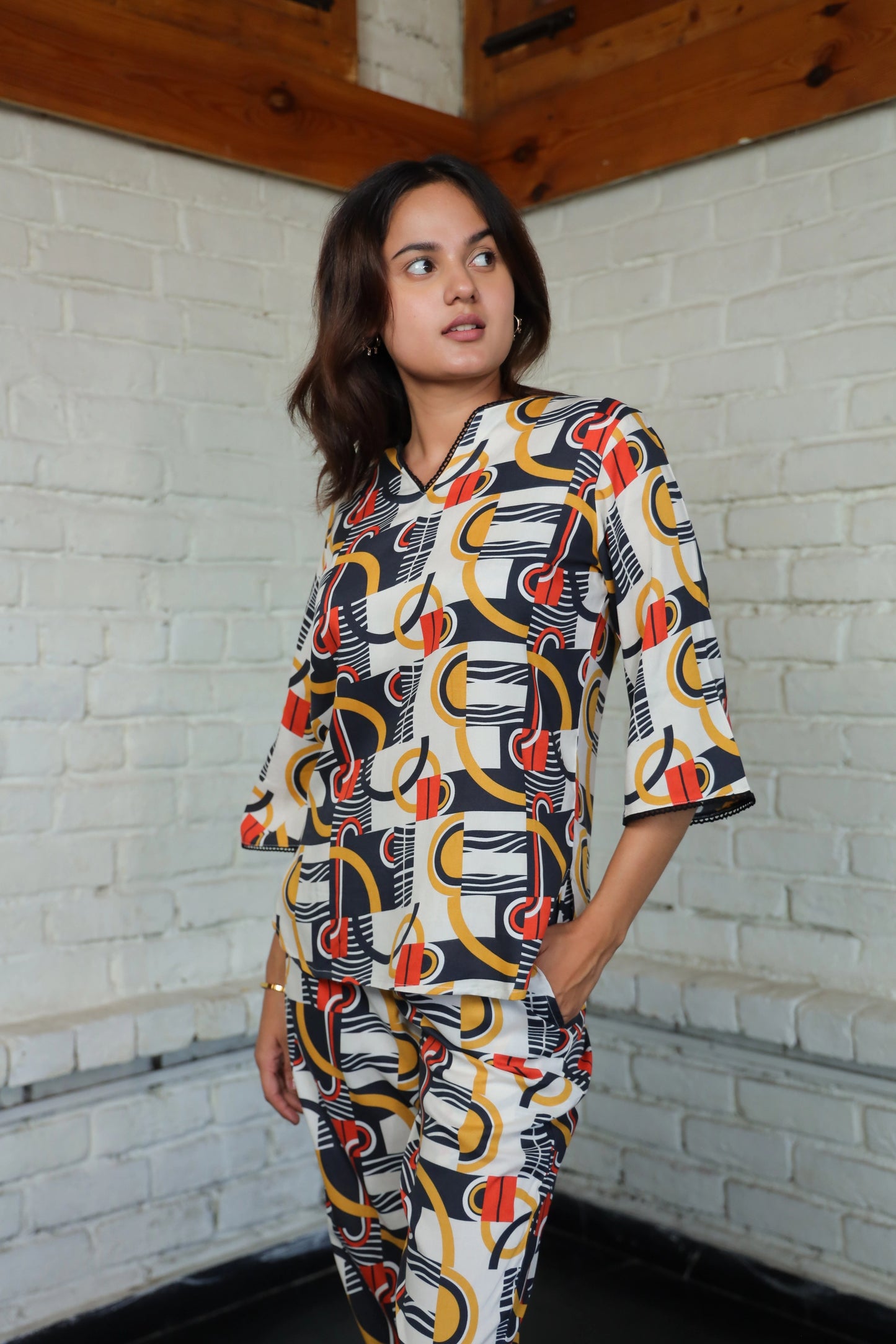 Loopy Line Cotton Rayon Top Set
