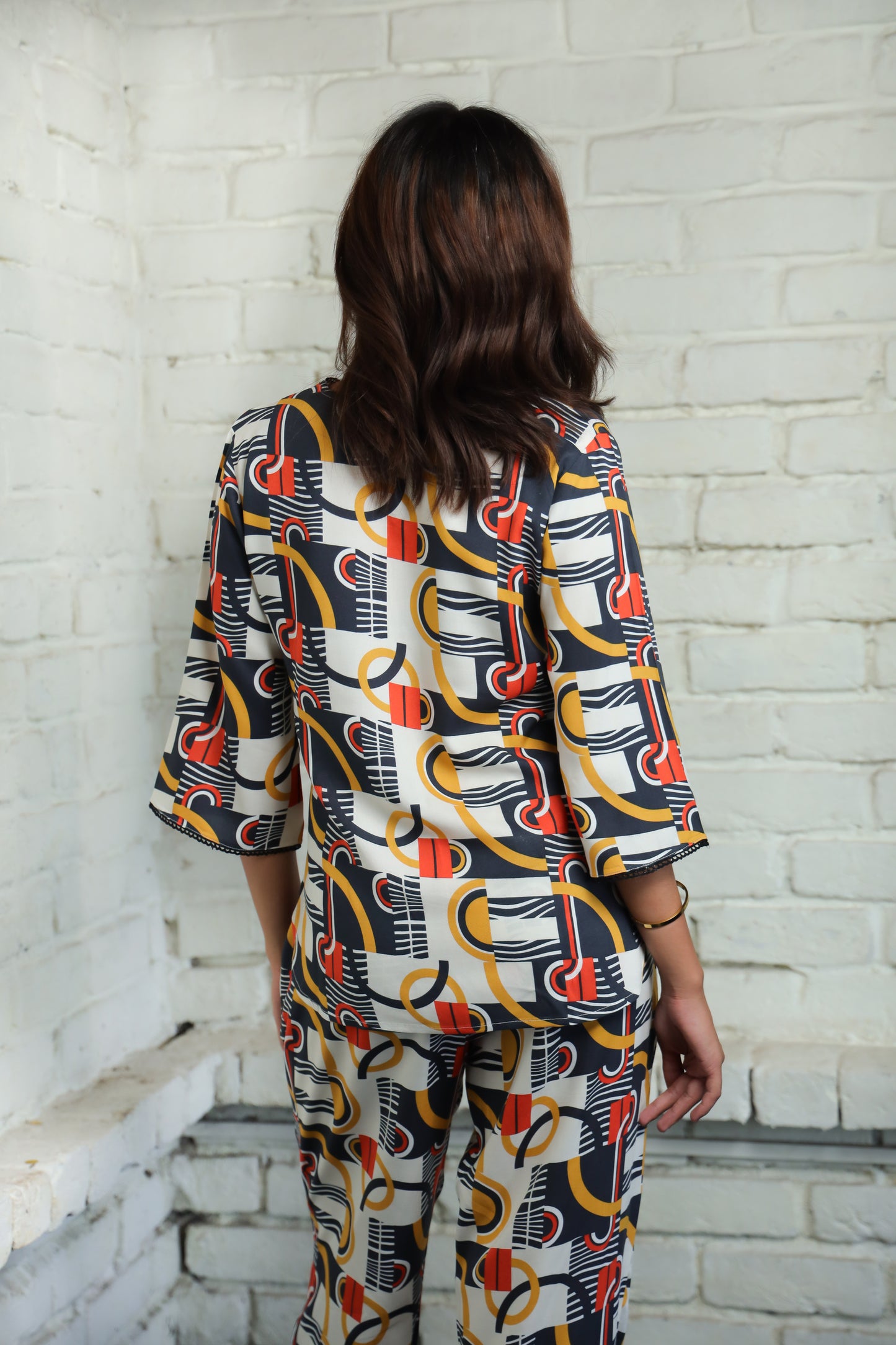 Loopy Line Cotton Rayon Top Set