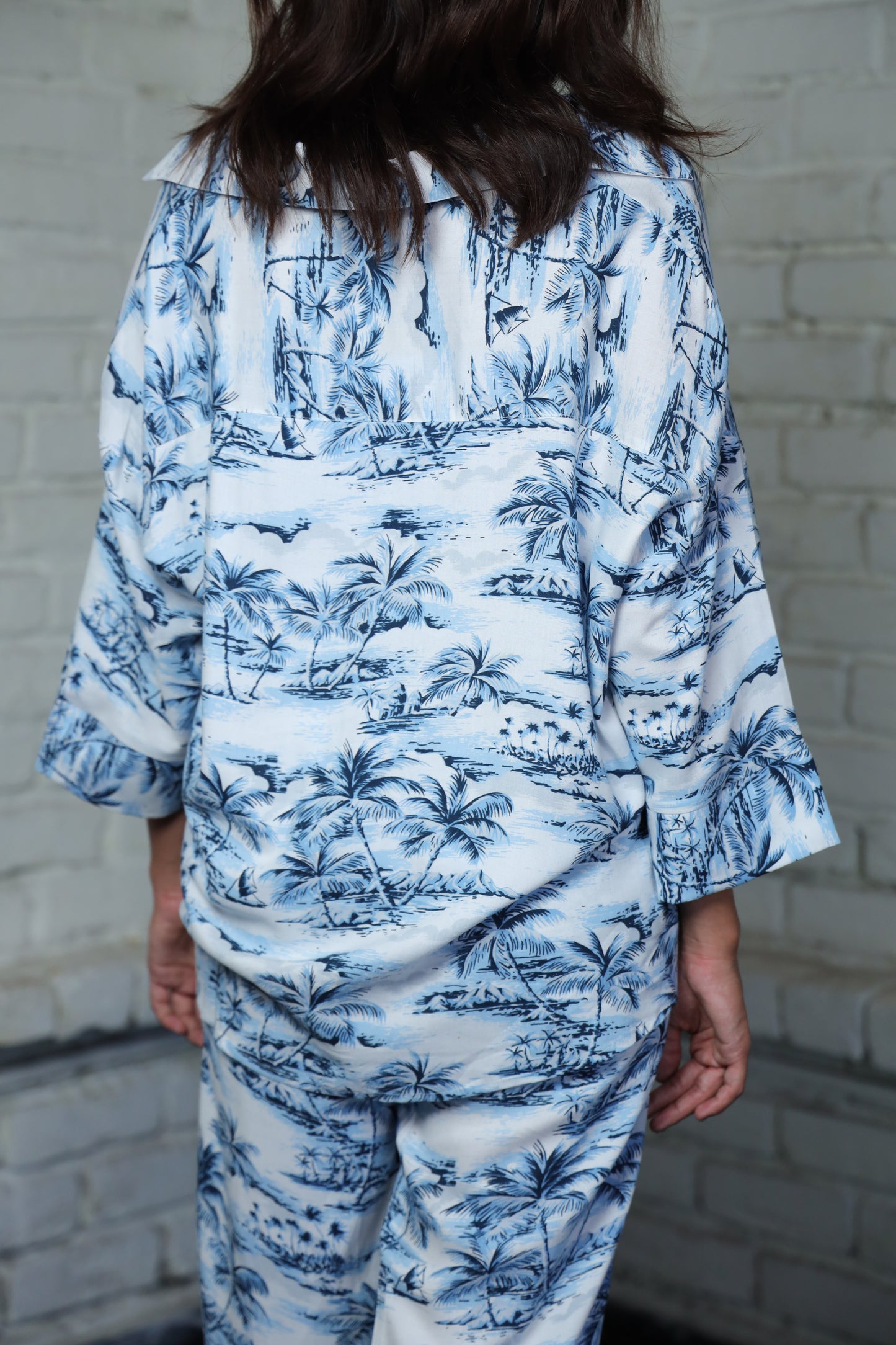 Blue Palm Oversized Shirt + Pyjama Co-ords