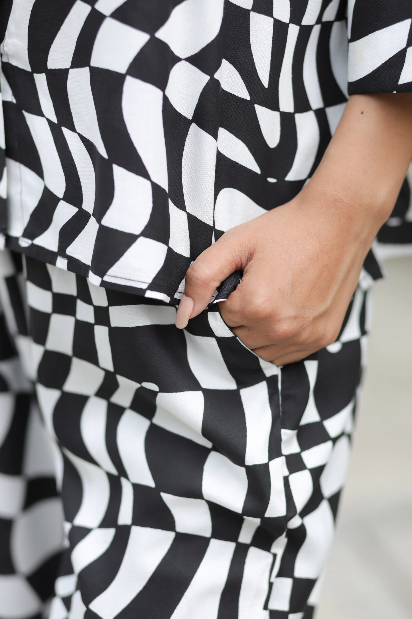 Chess Over Sized Shirt + Pyjama Cotton Rayon Co-ords