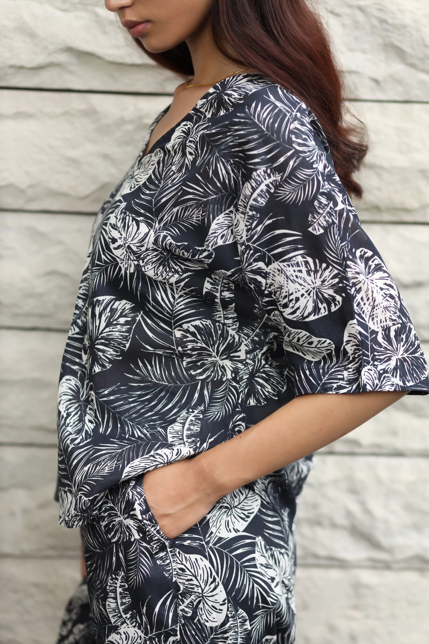 Black Fern Lounge Set (Cotton)