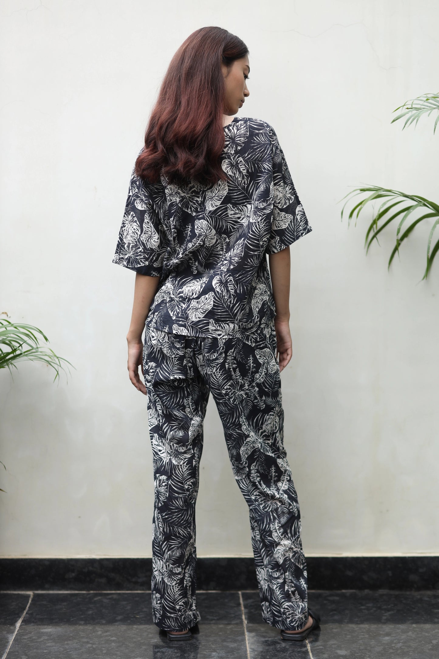 Black Fern Lounge Set (Cotton)