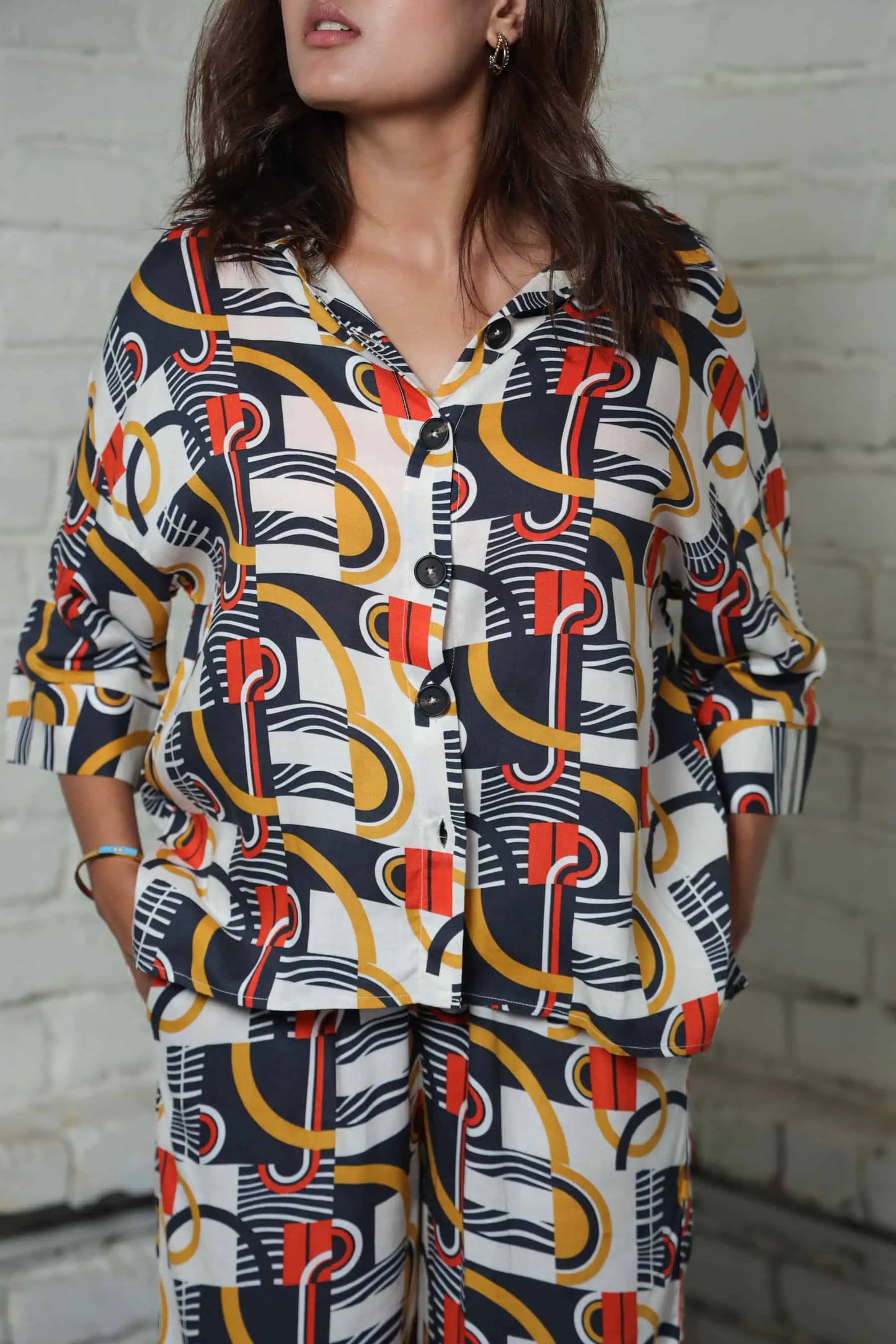 Loopy Cotton Rayon Co-ords (Oversized Shirt + Pajama)