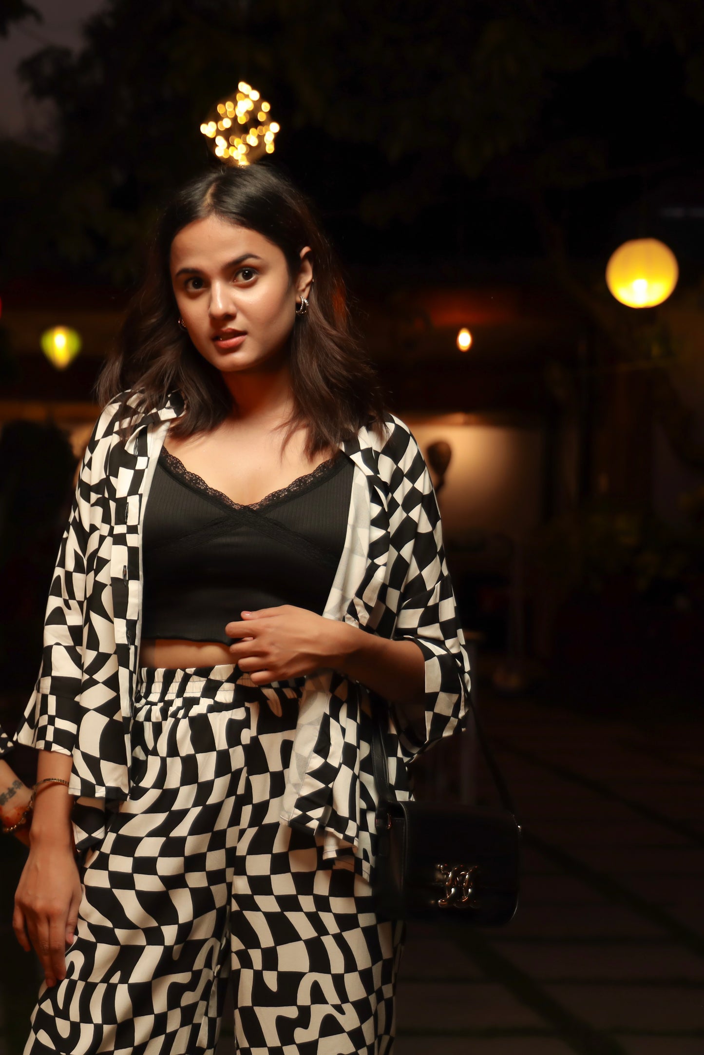 Chess Over Sized Shirt + Pyjama Cotton Rayon Co-ords