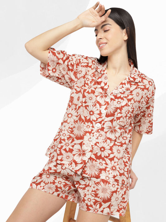 Daisy Loose Shirt & Shorts Set (Cotton)