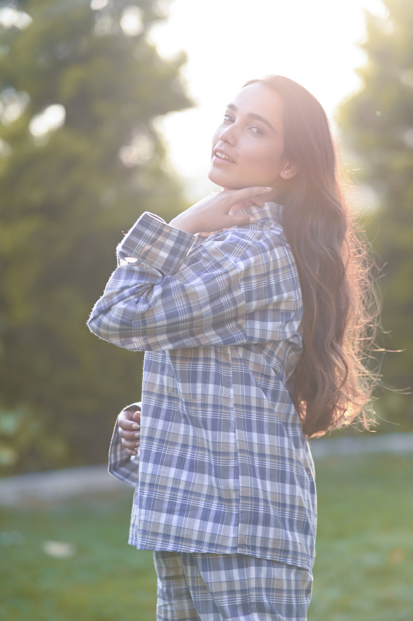 Lavender Mocha Cotton Shirt and Pajama Set