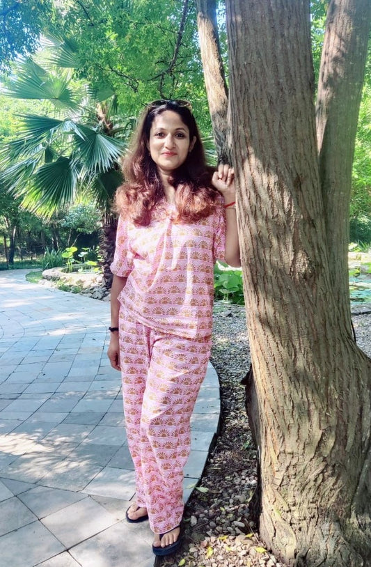Pink Sunset Cotton Lounge Set