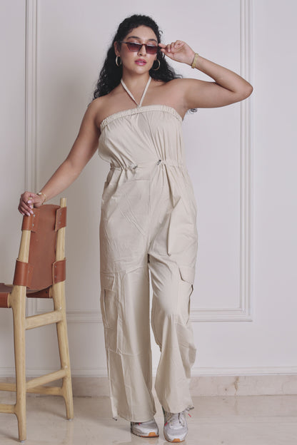 Ivory Cinched Tube Jumpsuit