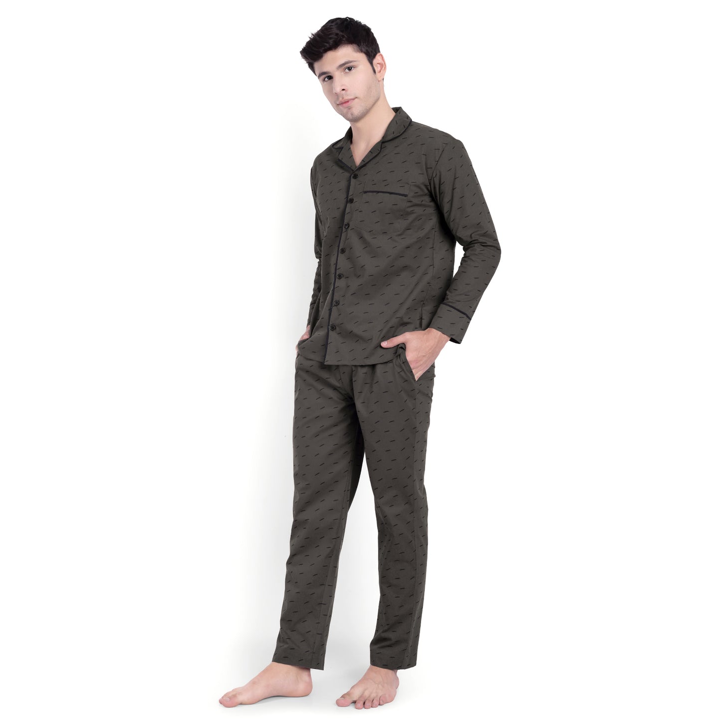 Olive Shirt Pyjama Set