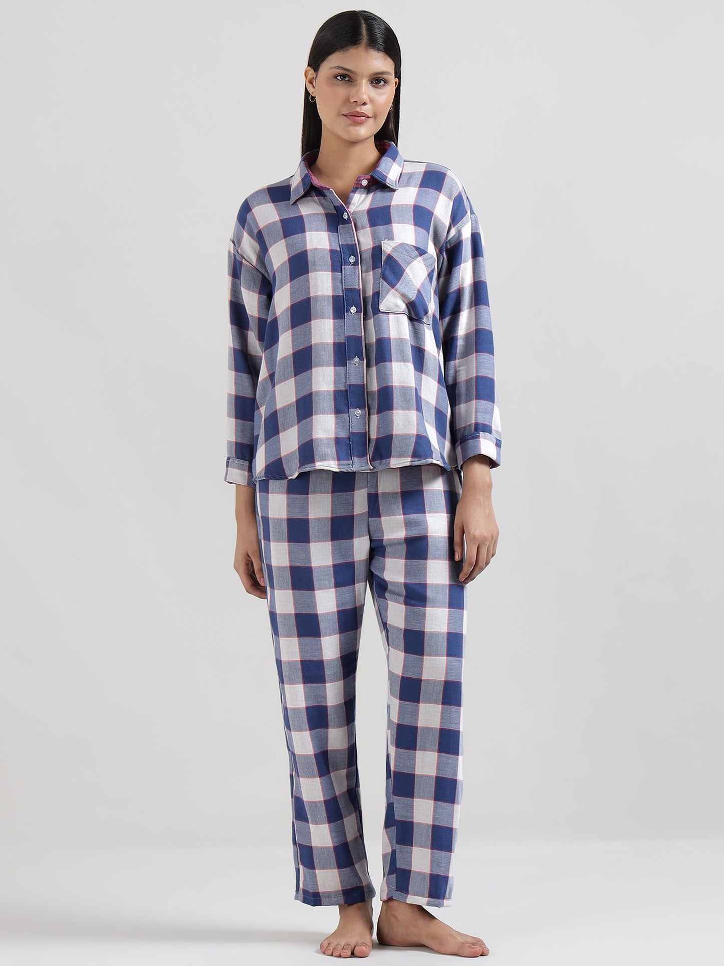 Blue Buffalo Checkered Reversible Shirt Pyjama Set