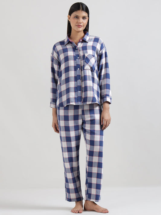 Blue Buffalo Checkered Reversible Shirt Pyjama Set