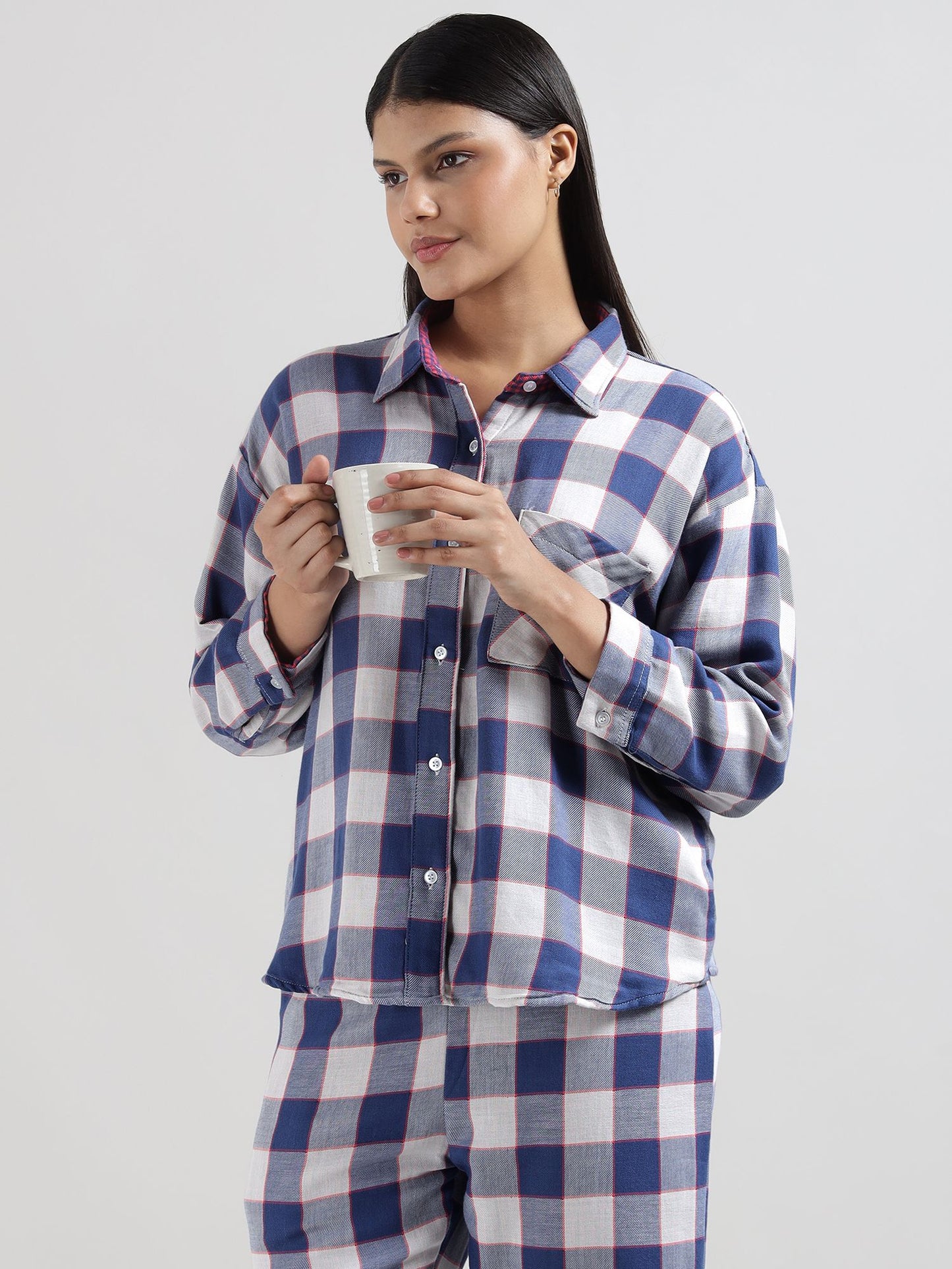 Blue Buffalo Checkered Reversible Shirt Pyjama Set