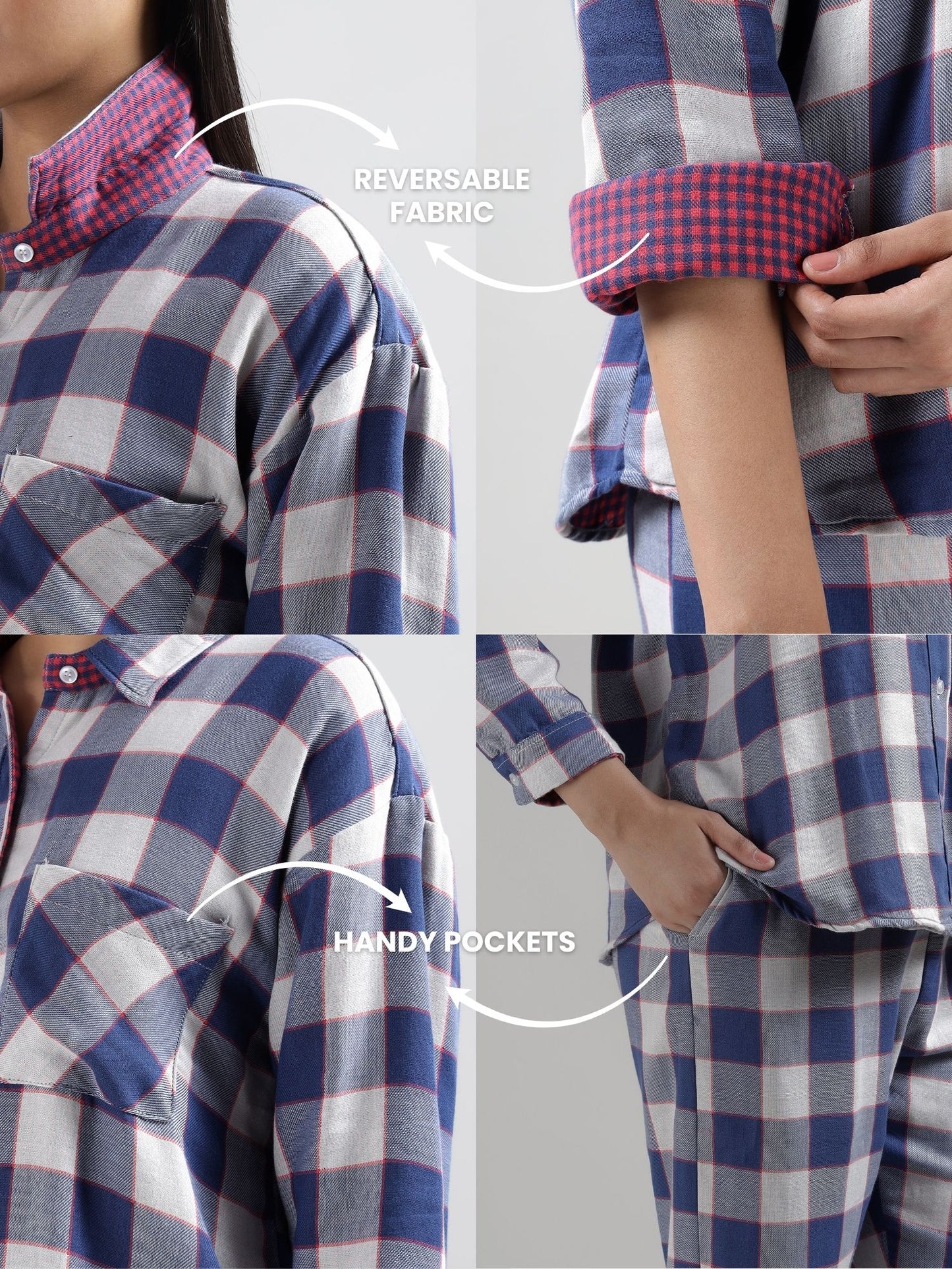 Blue Buffalo Checkered Reversible Shirt Pyjama Set