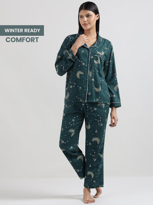 Lunar Cotton Flannel Shirt Pyjama Set
