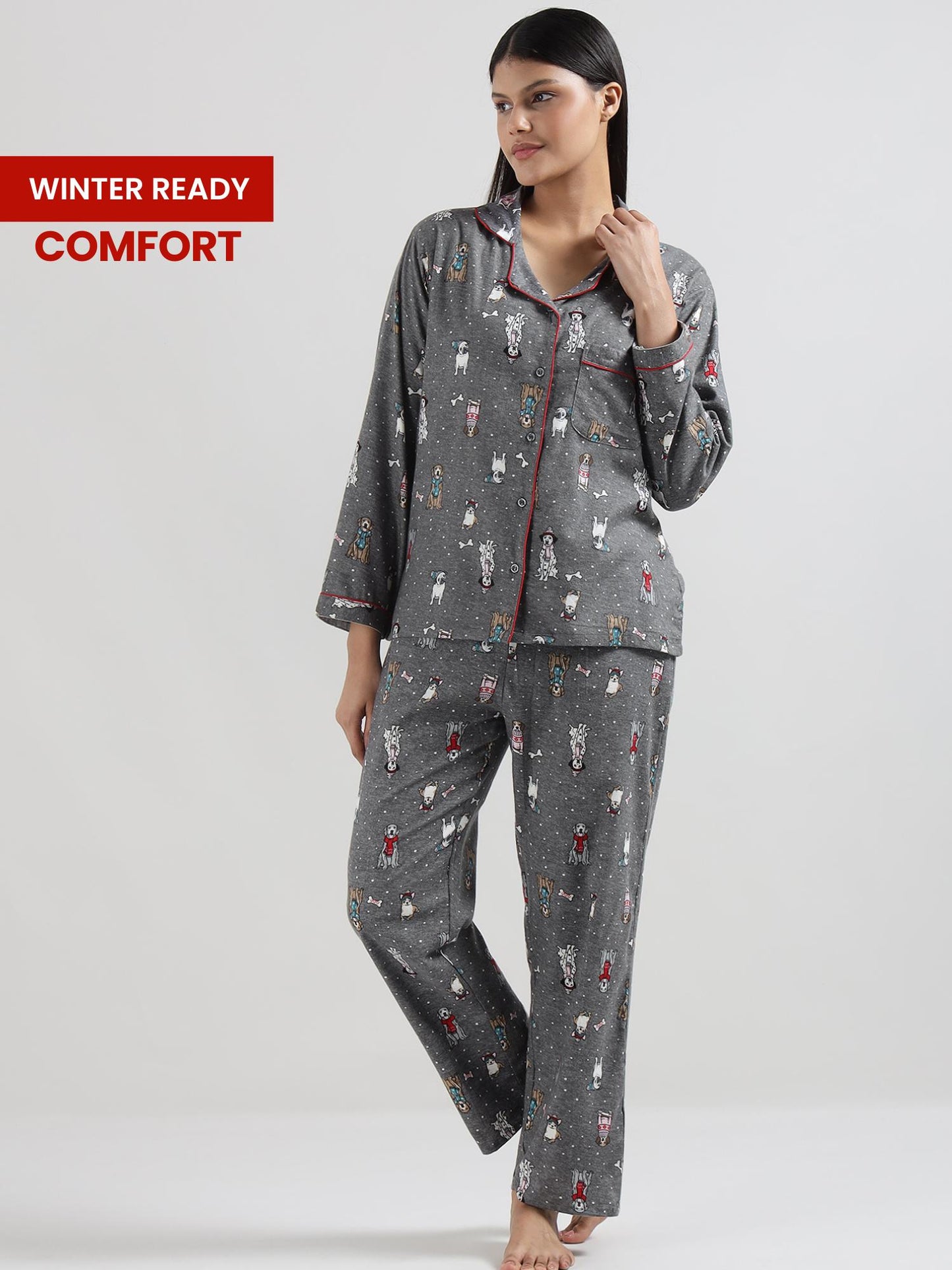 Doggo Cotton Flannel Shirt Pyjama Set 🐾
