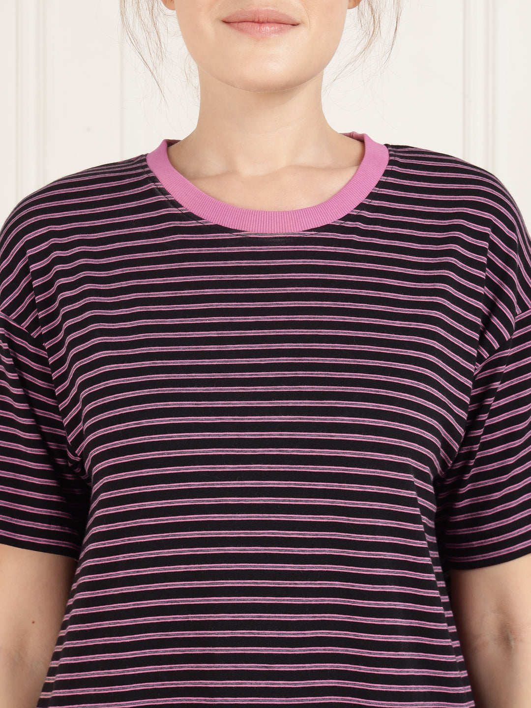 Black Pink Stripe Pajama Set - Stretchable