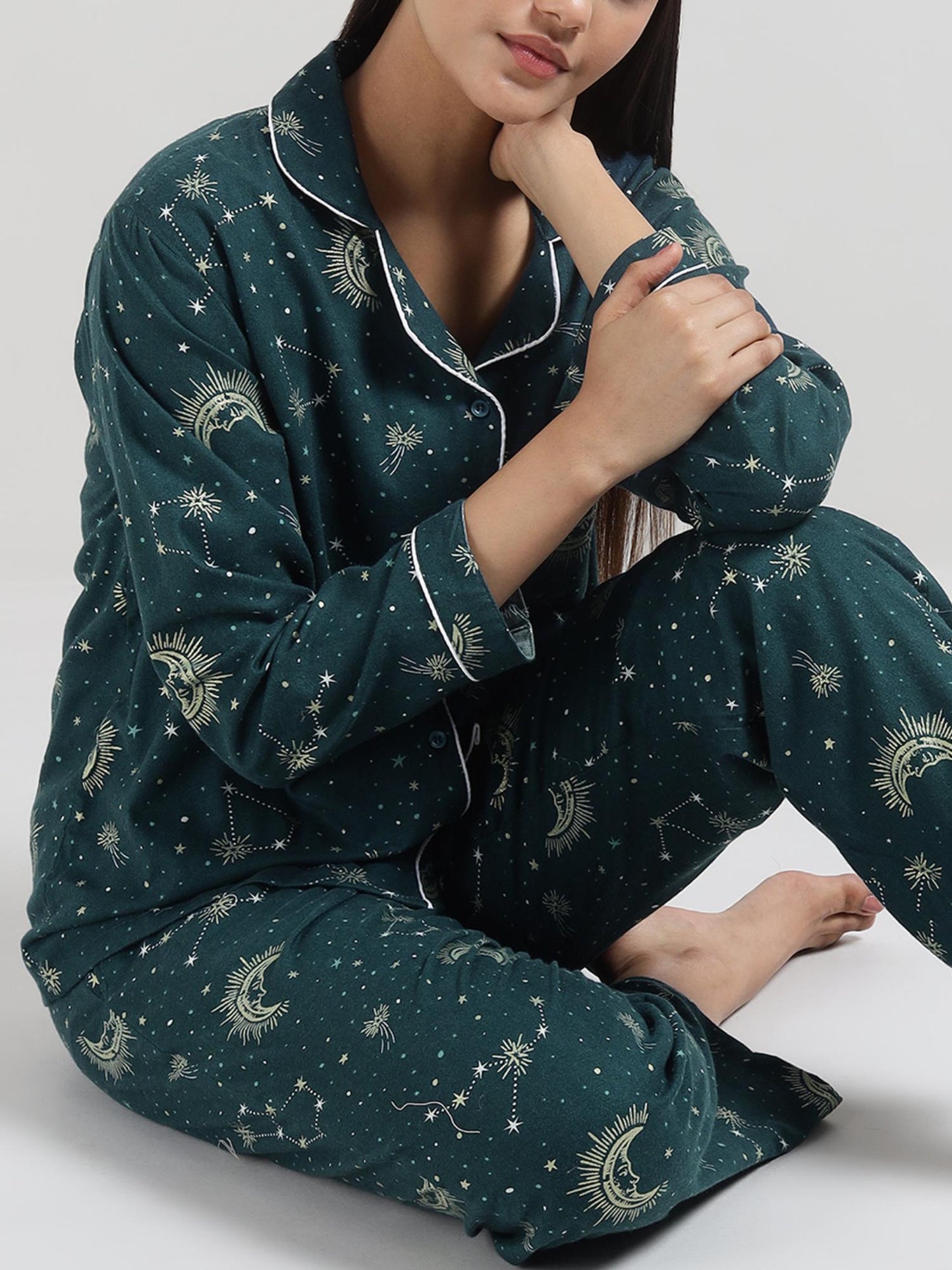 Lunar Cotton Flannel Shirt Pyjama Set