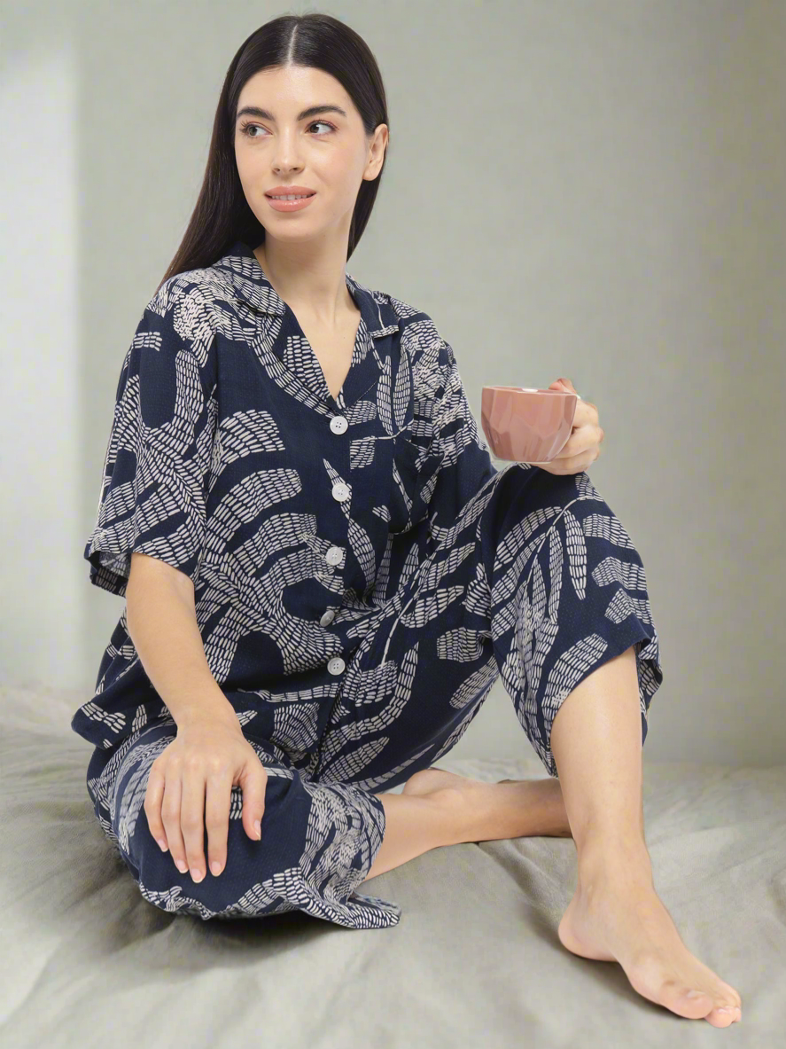 Botanical Oversized Shirt & Lounge Pants (Cotton)