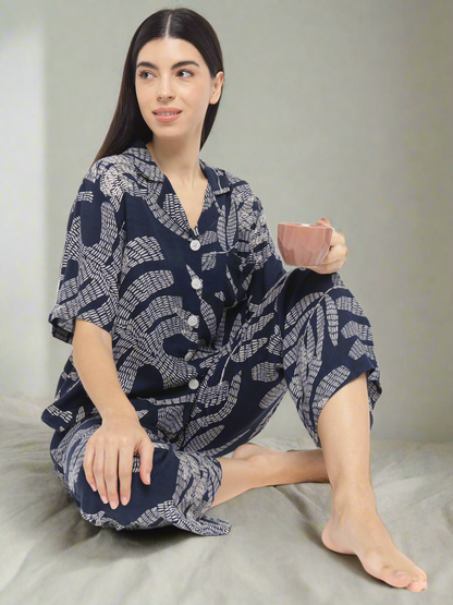 Botanical Oversized Shirt & Lounge Pants (Cotton)