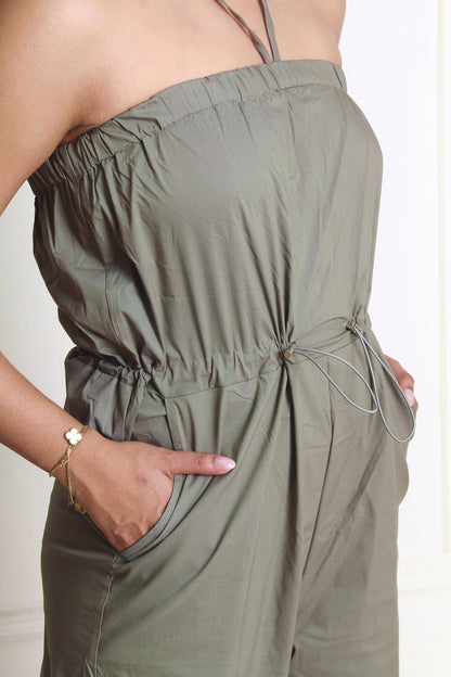 Olive Cinched Tube Jumpsuit