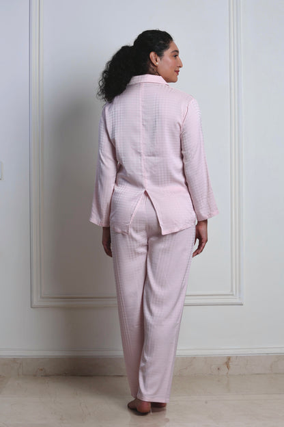 Baby Pink Satin Pyjama Set