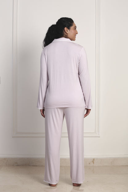 The Whip Stitch Pyjama Set - Lavender (Stretchable)