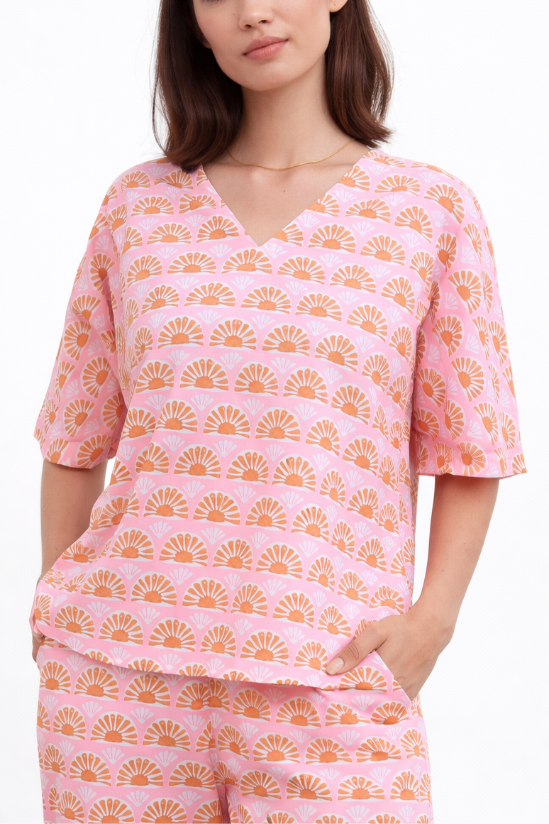 Pink Sunset Cotton Lounge Set