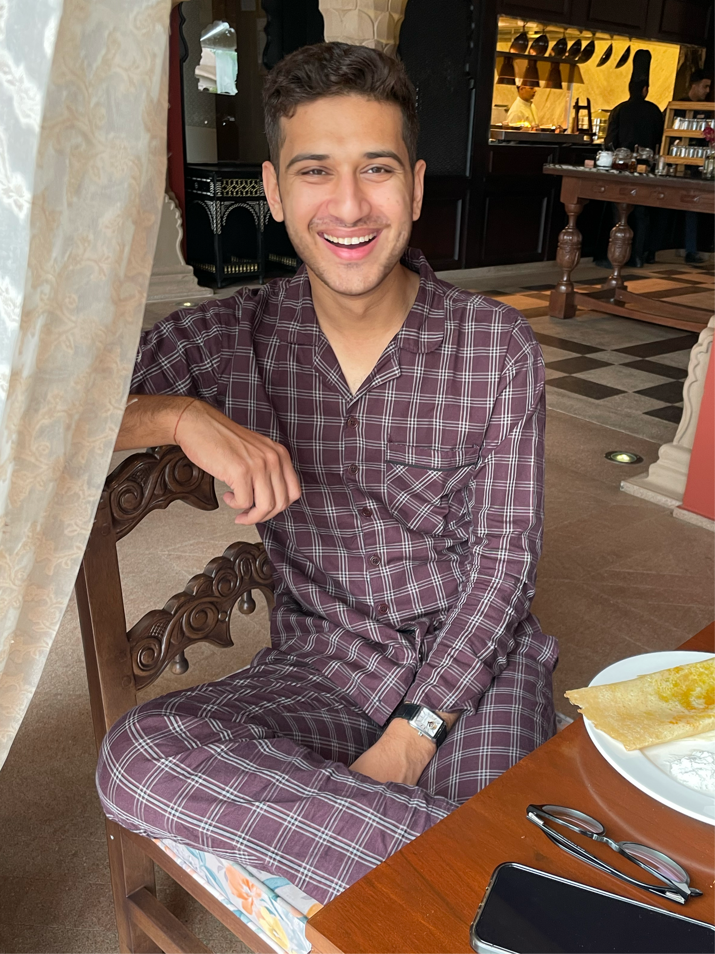 Wine Check Pyjama Set