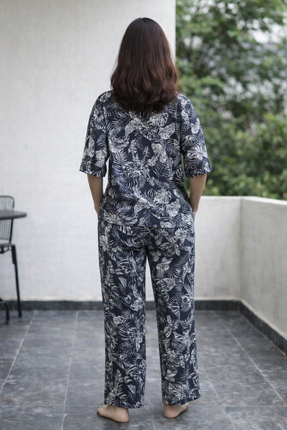 Black Fern Lounge Set (Cotton)