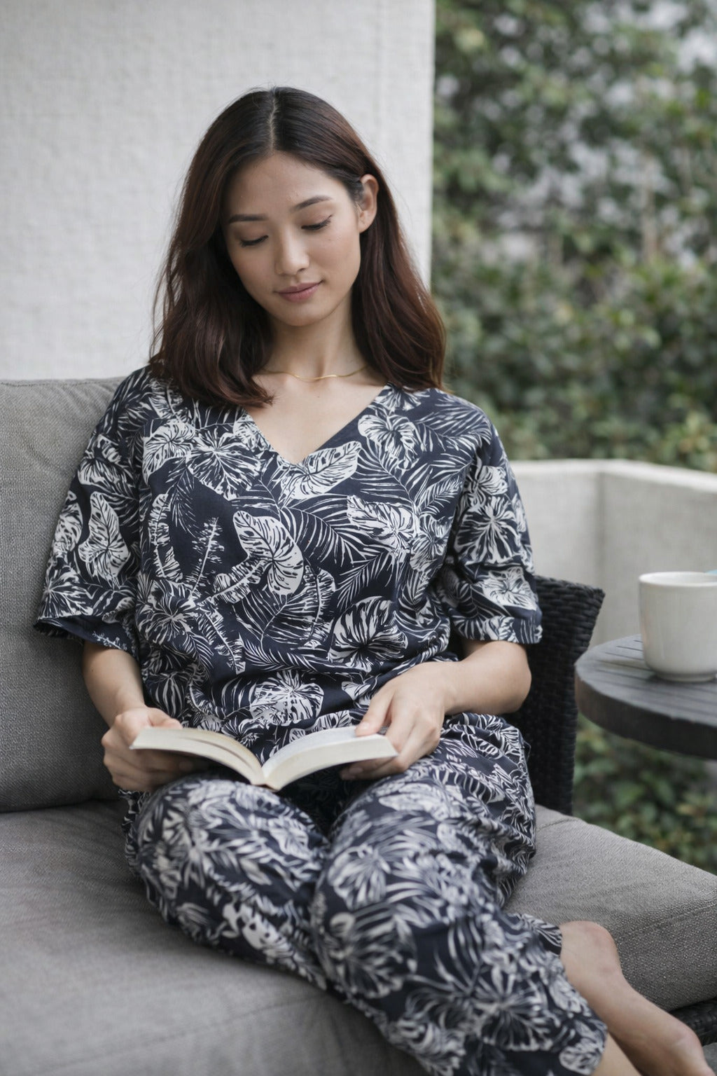 Black Fern Lounge Set (Cotton)