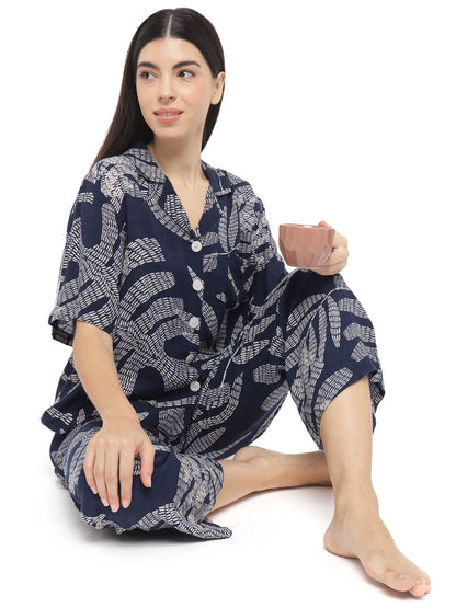 Botanical Oversized Shirt & Lounge Pants (Cotton)