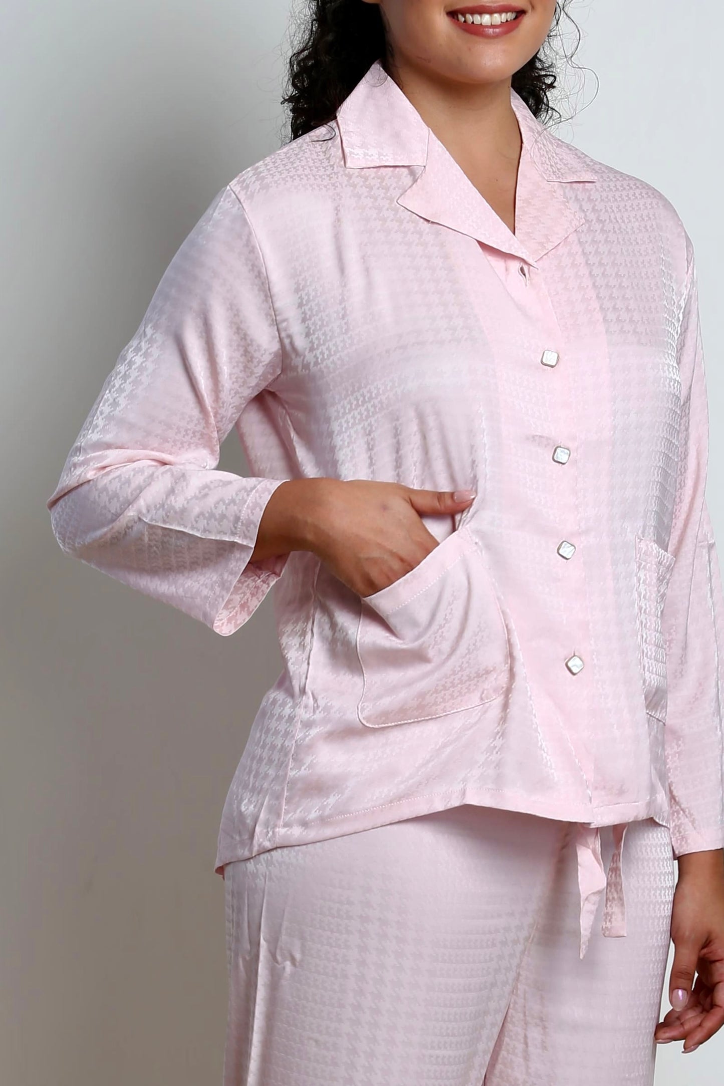 Baby Pink Satin Pyjama Set