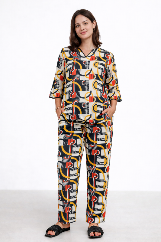 Loopy Line Cotton Rayon Top Set