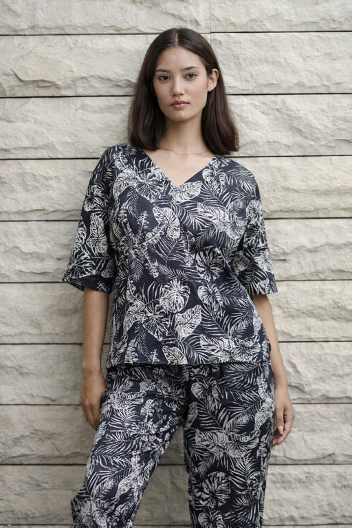 Black Fern Lounge Set (Cotton)