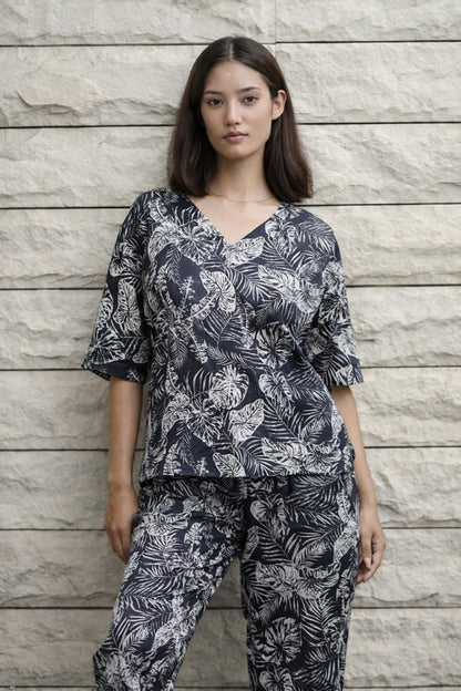 Black Fern Lounge Set (Cotton)