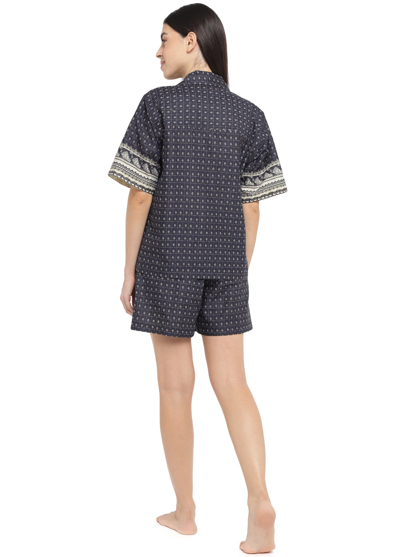 Midnight Oversized Shirt & Shorts Set (Cotton)