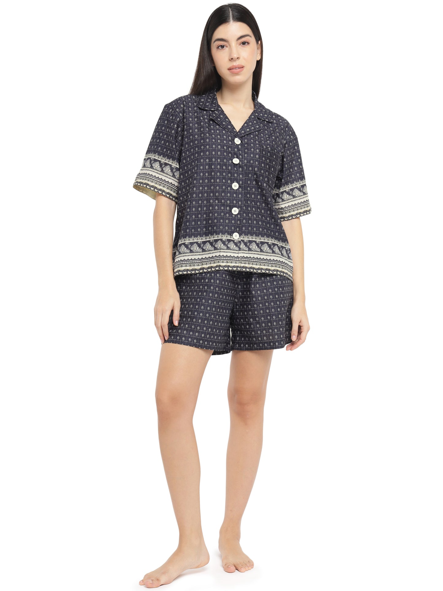 Midnight Oversized Shirt & Shorts Set (Cotton)