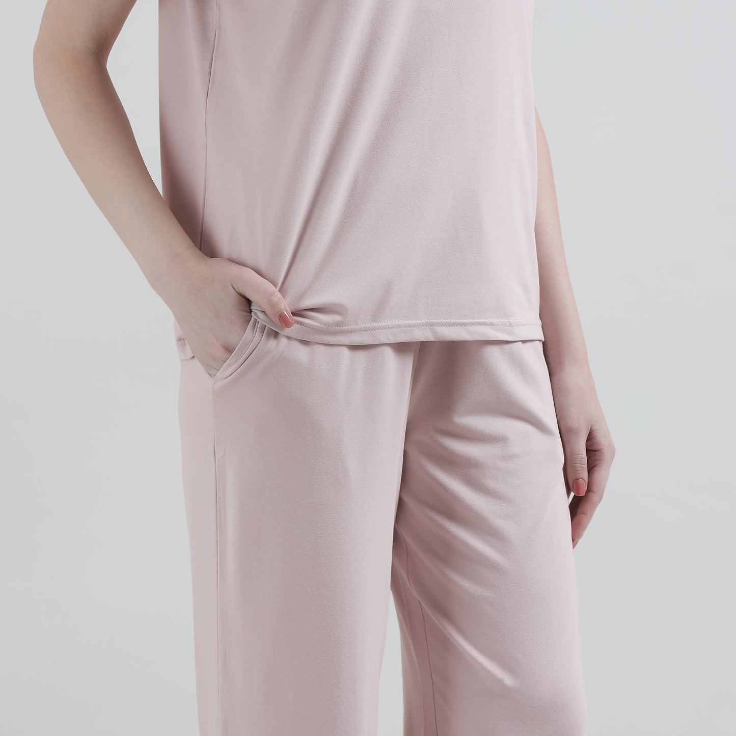 Padded Cotton T-Shirt & Pajama Set for Women (Braless Support) – Pink