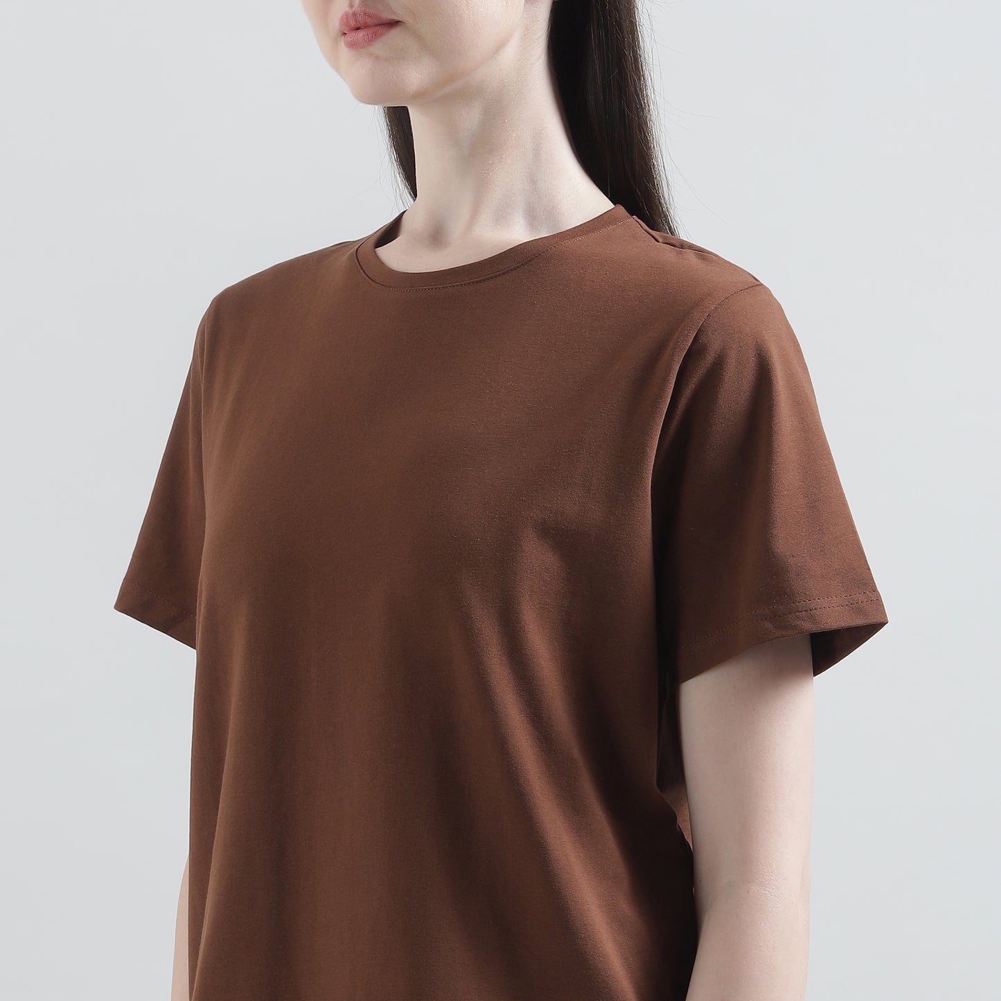 Padded Cotton T-Shirt & Pajama Set for Women (Braless Support) – Brown