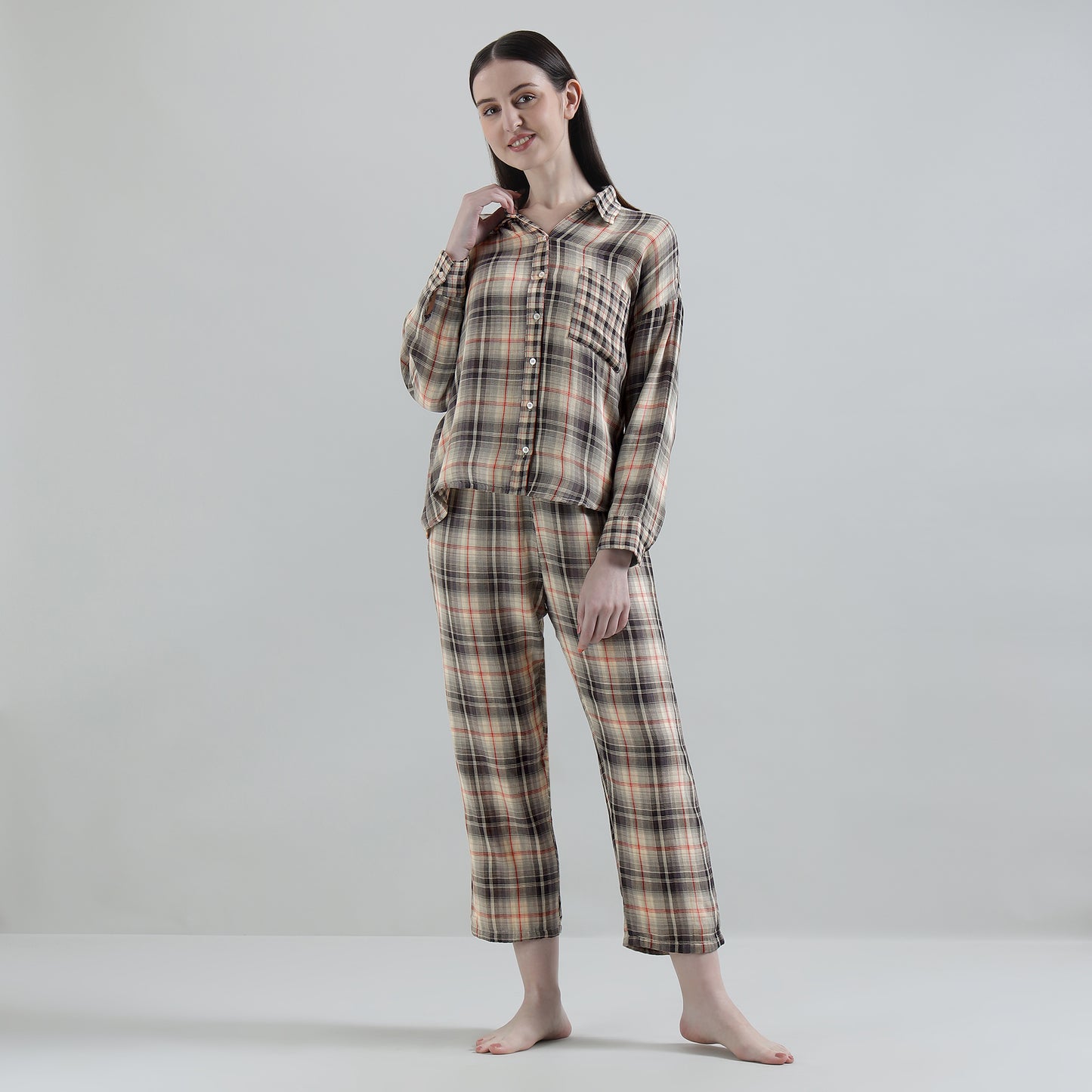 Vintage Checkered Cotton Lounge Set