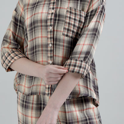 Vintage Checkered Cotton Lounge Set