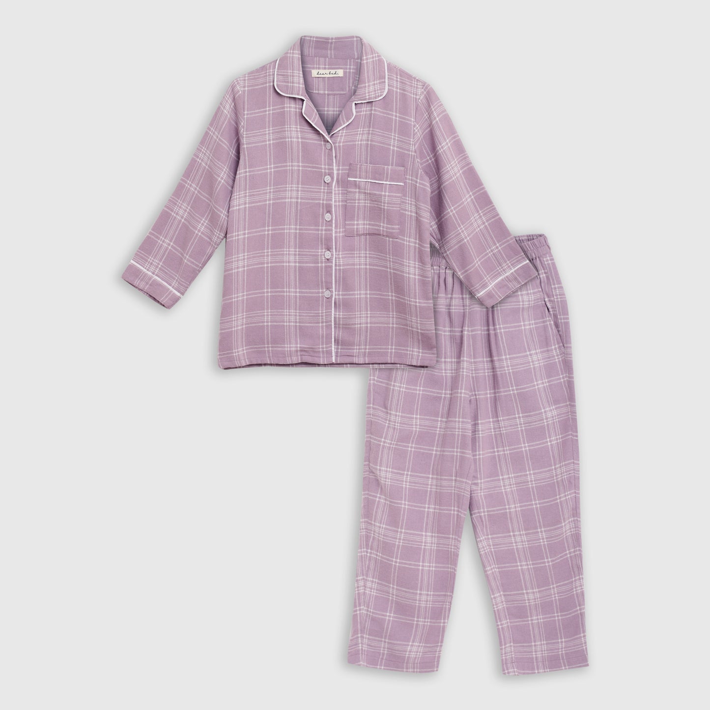 Lilac Checkered Kid’s Night Suit