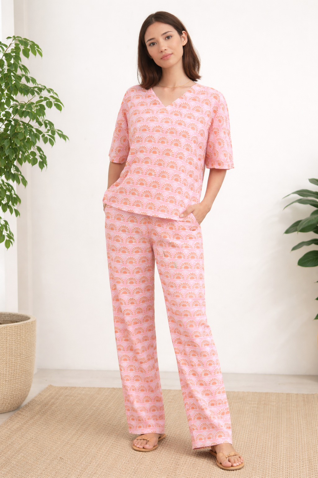 Pink Sunset Cotton Lounge Set