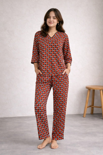 Printed Kurti Top PJ Set