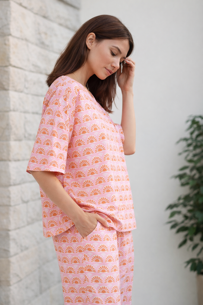 Pink Sunset Cotton Lounge Set