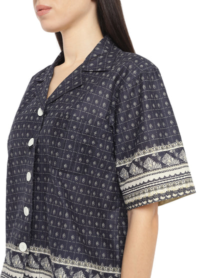 Midnight Oversized Shirt & Shorts Set (Cotton)