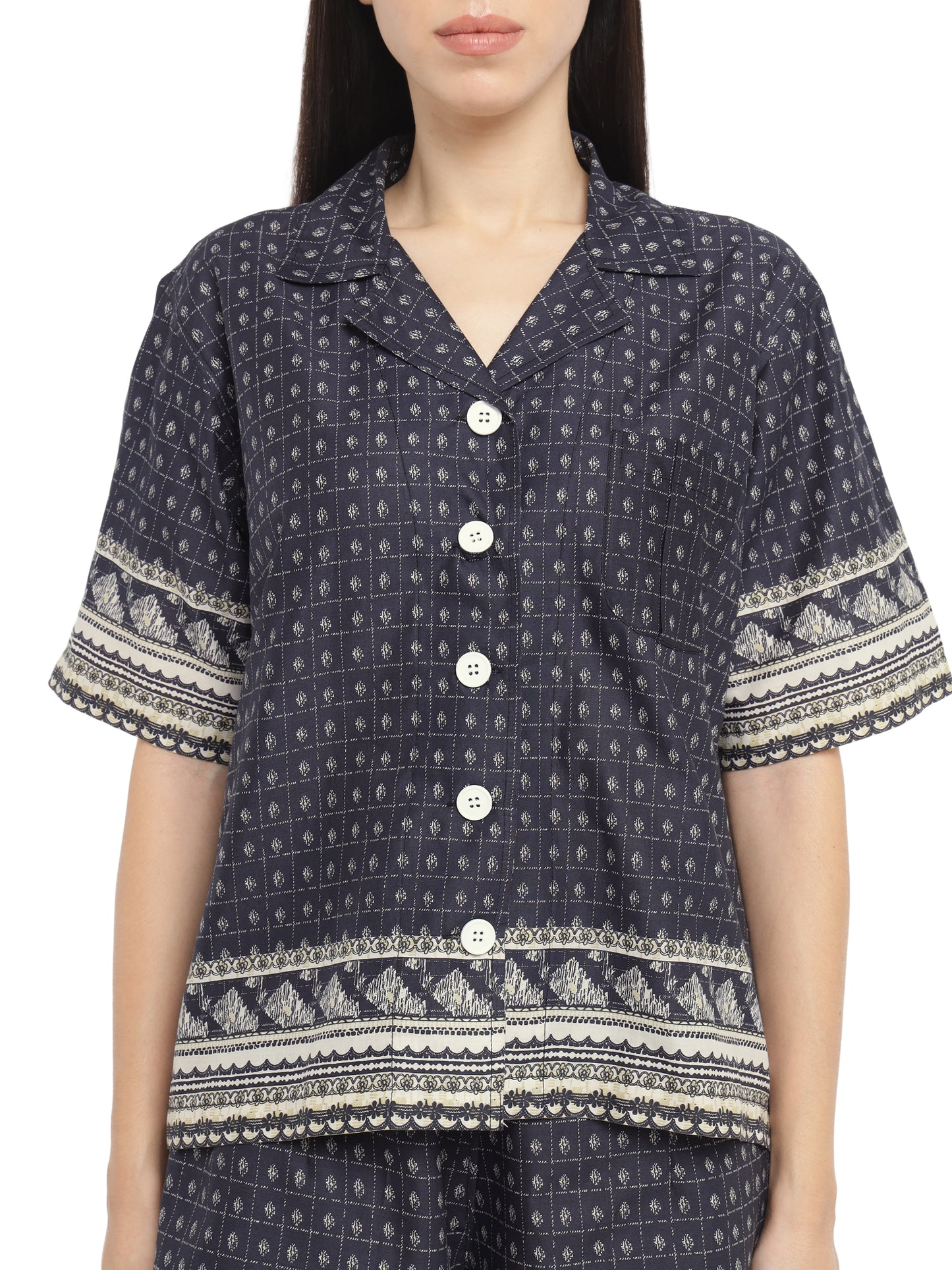 Midnight Oversized Shirt & Shorts Set (Cotton)