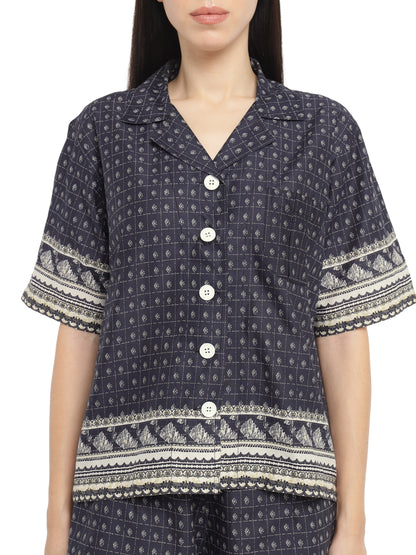 Midnight Oversized Shirt & Shorts Set (Cotton)