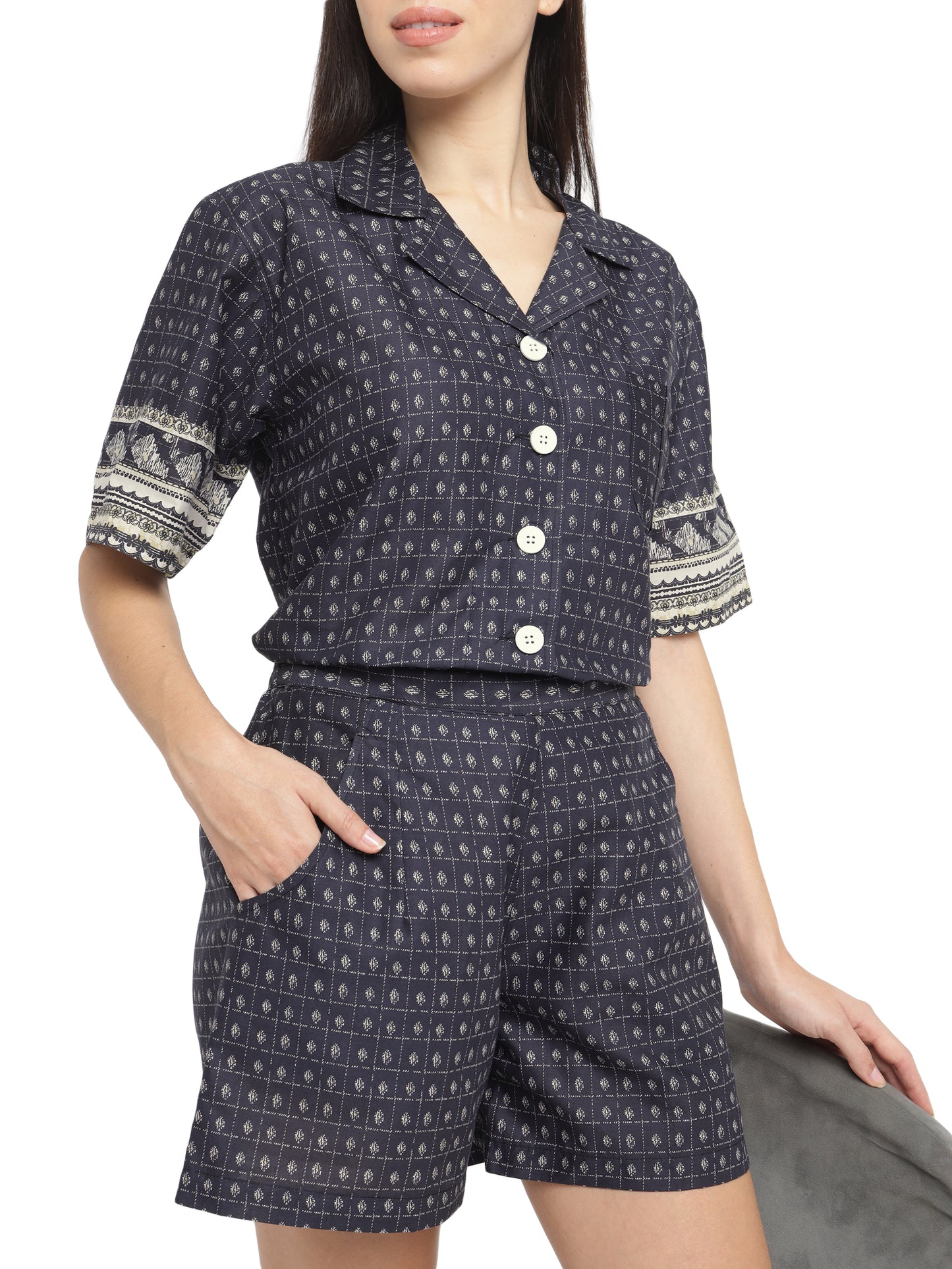 Midnight Oversized Shirt & Shorts Set (Cotton)